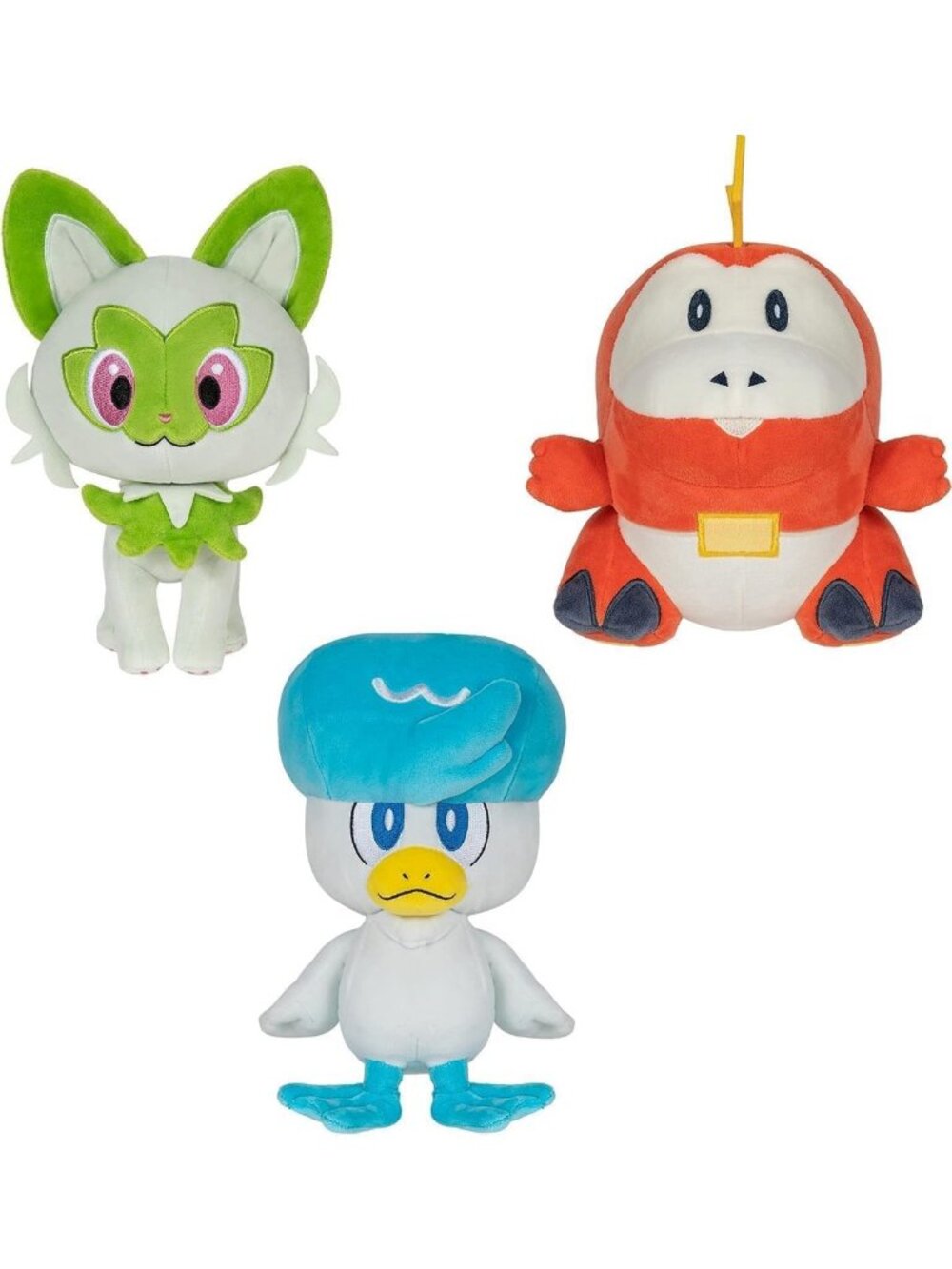 Adorable 3-Pack Plush Set - 8-Inch Fuecoco, Quaxly & Sprigatito Toys for